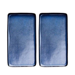 Aida Raw Midnight Blue Rectangular Dish - Set Of 2