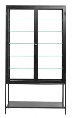 MONDO Black Cabinet, Double, Glass Back