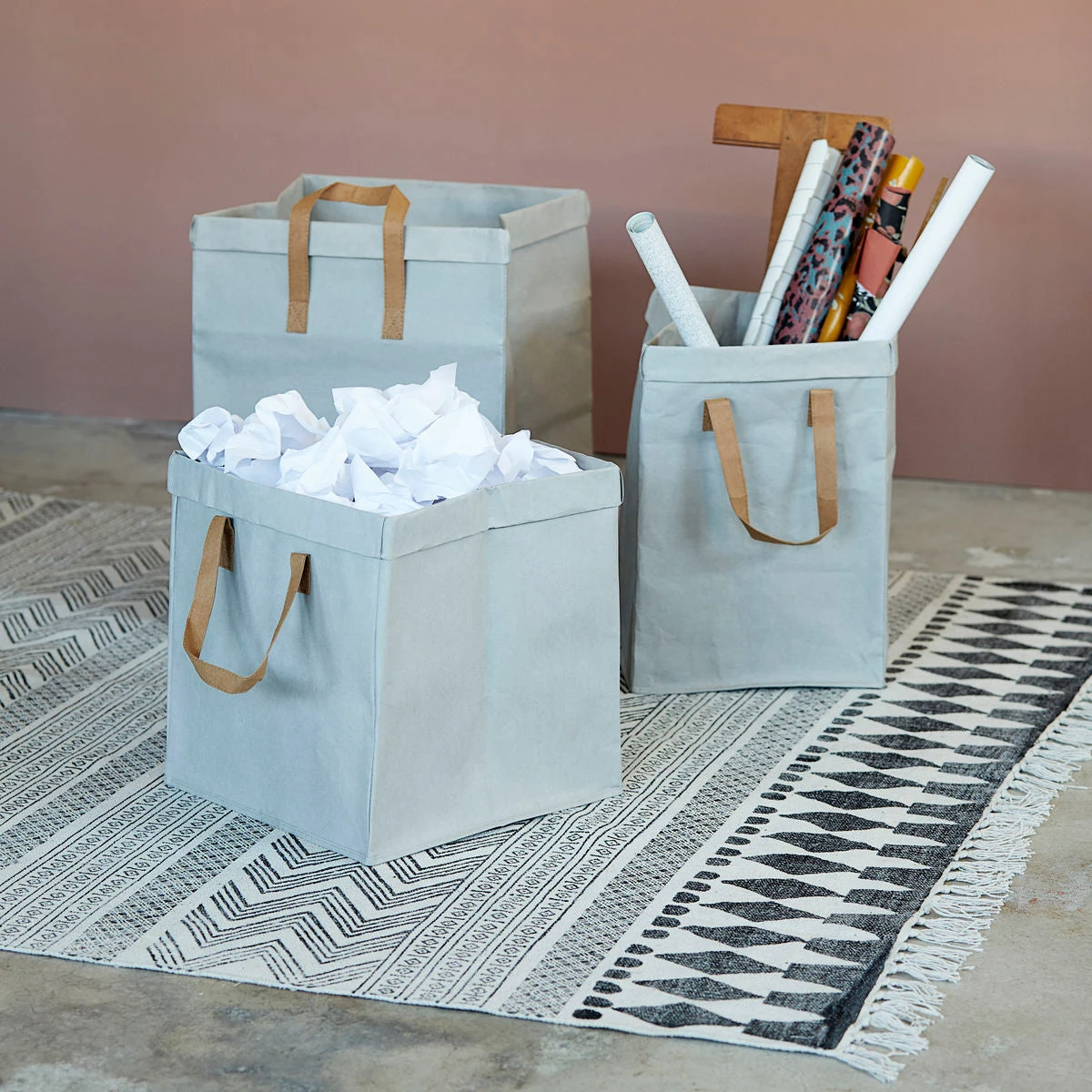 House Doctor Rug, Block, Grey/Black 2 House Doctor Rug, Block, Grey/Black - Image 2