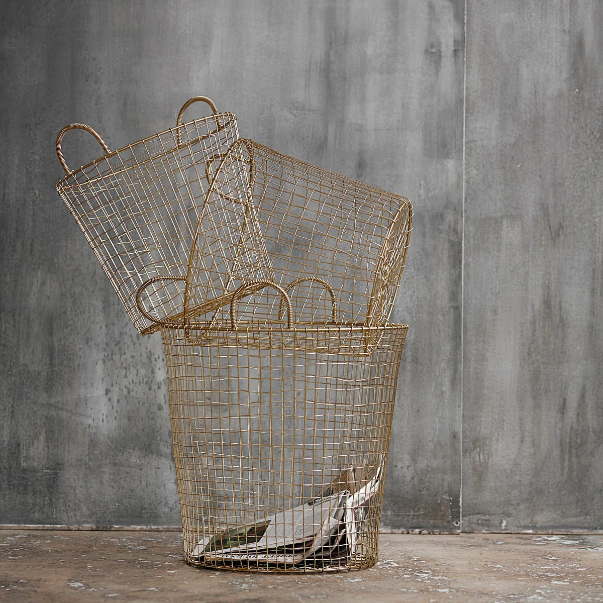 House Doctor Baskets, Wire, Brass 3 House Doctor Baskets, Wire, Brass - Image 3