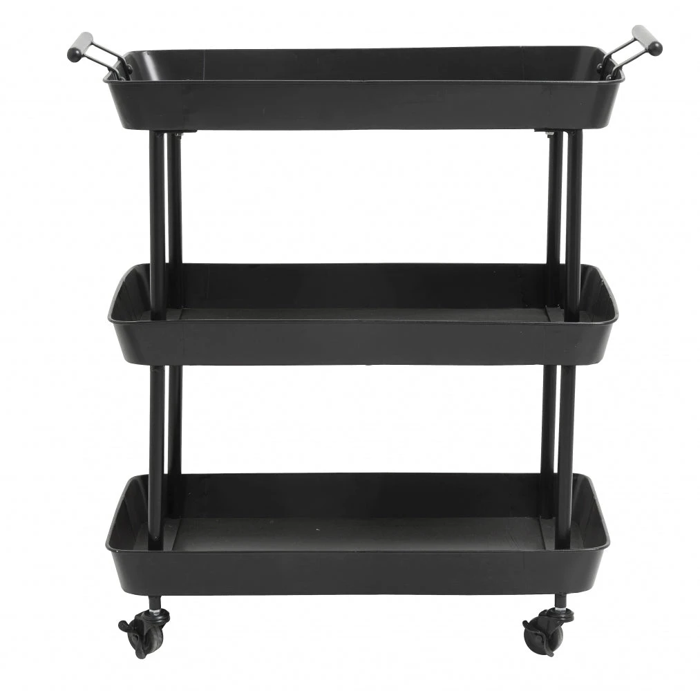 Iron Trolley On Wheels, Black