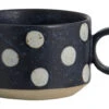 GRAINY Tea Cup W. Handle, Dark Blue/sand 2pcs