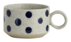 GRAINY Tea Cup W. Handle, Sand/dark Blue 2pcs