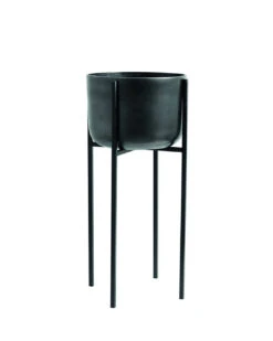 Planter On Stand, Large, Black Oxidized