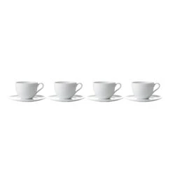 Aida Relief White Coffeecup With Saucer - Set Of 4