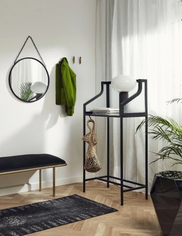 COUNTER Marble Desk W/glass, Iron 2 COUNTER Marble Desk W/glass, Iron - Image 2