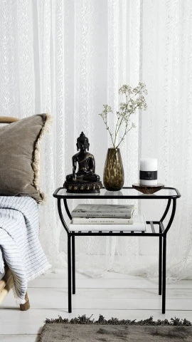 CHIC Side Table, Black, W/glass, Bars 3 CHIC Side Table, Black, W/glass, Bars - Image 3